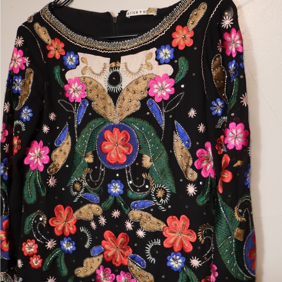 Alice + Olivia Eleonora Multicolored Embroidered Celeb Favorite Mini Dress Small - Picture 10 of 13